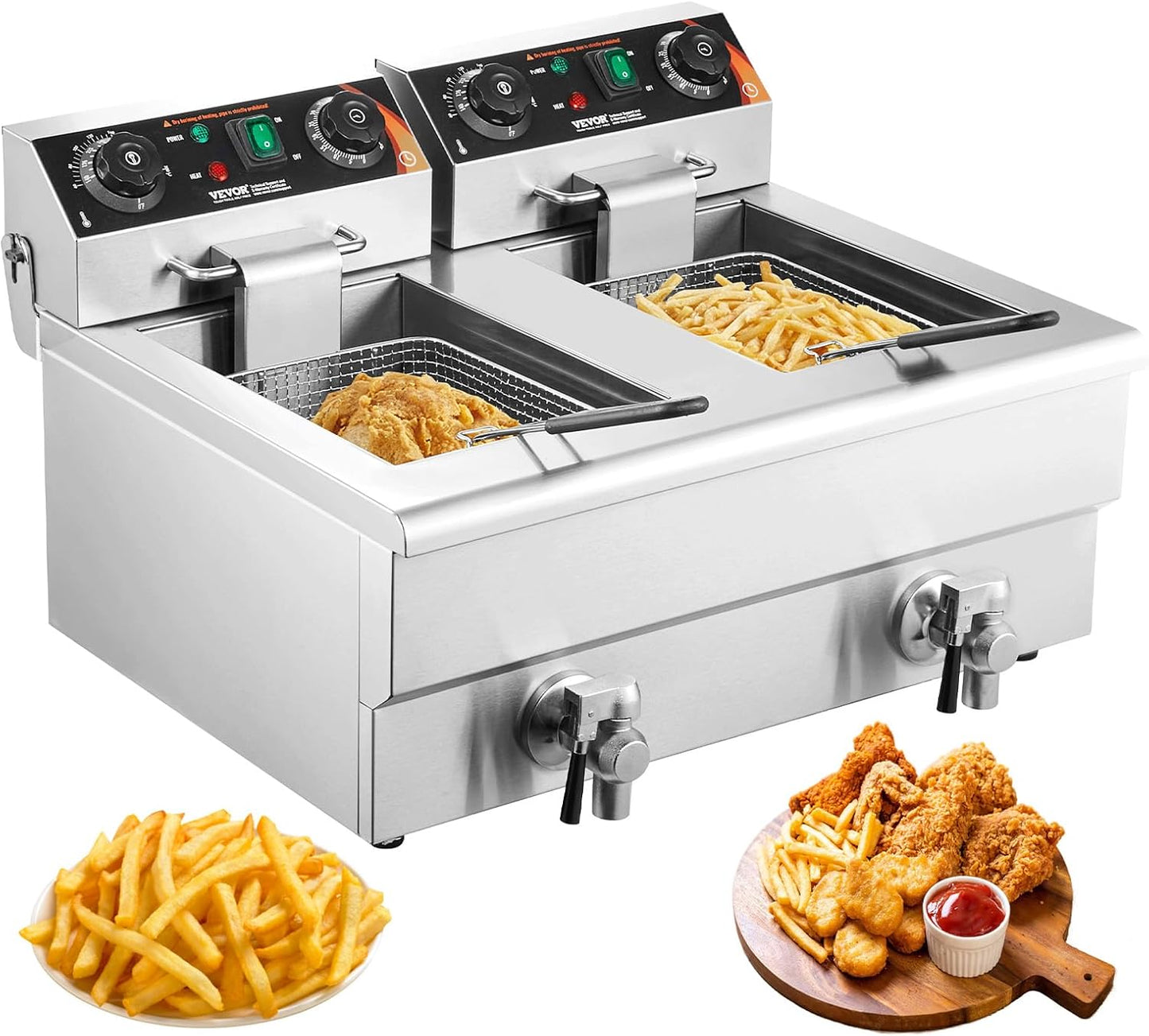 VEVOR Commercial Deep Fryer with Dual Tank for Quick Cooking