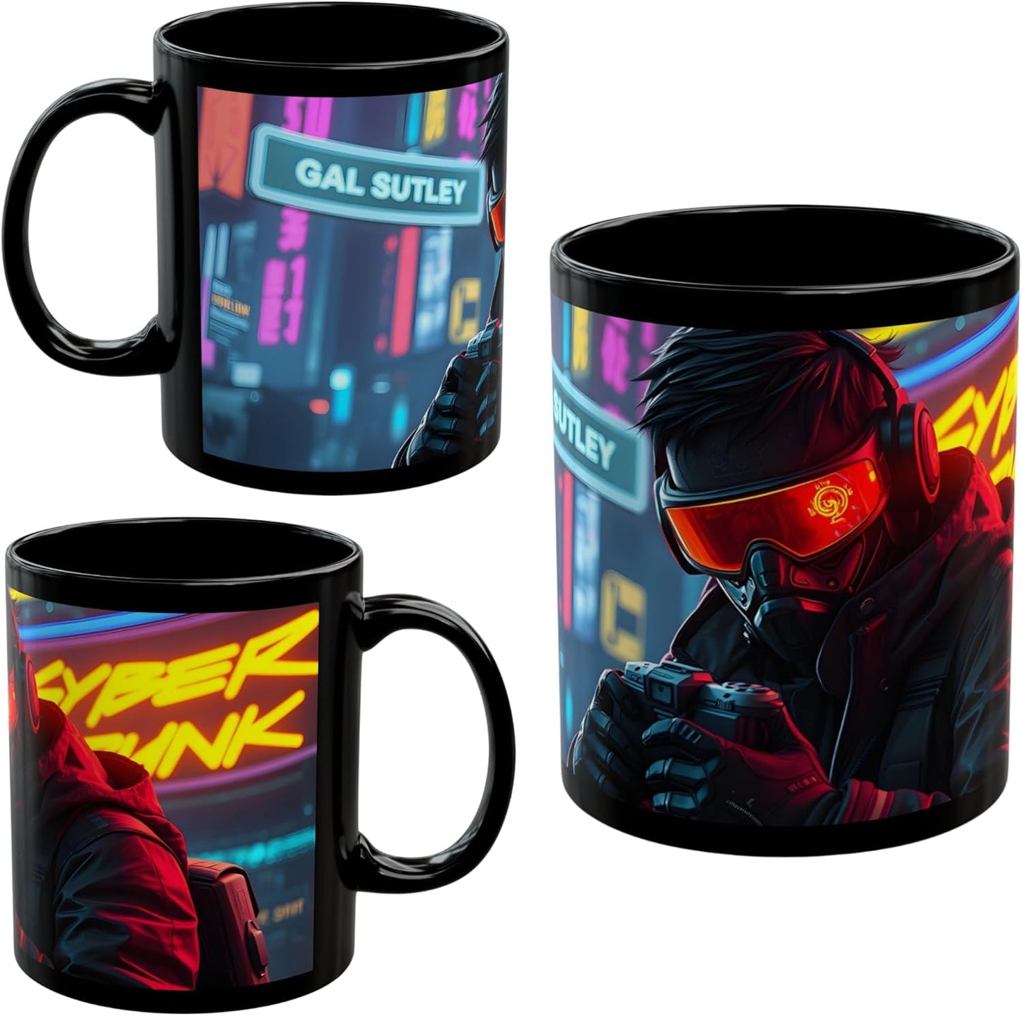 Futuristic Cyberpunk Gamer Mug - Neon Cityscape - Gift for Fans