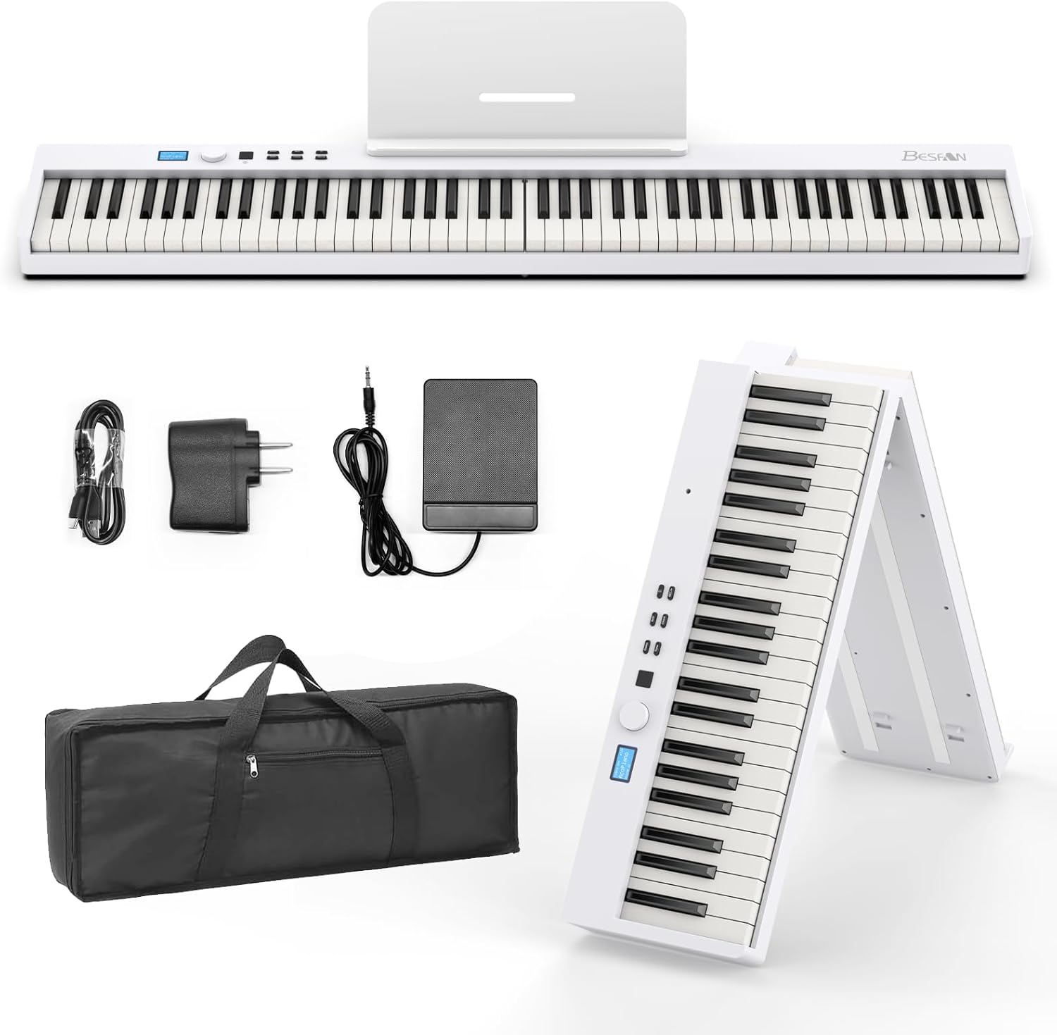 BESFAN 88 Key Keyboard Piano BSP-10F for Beginners and Pros