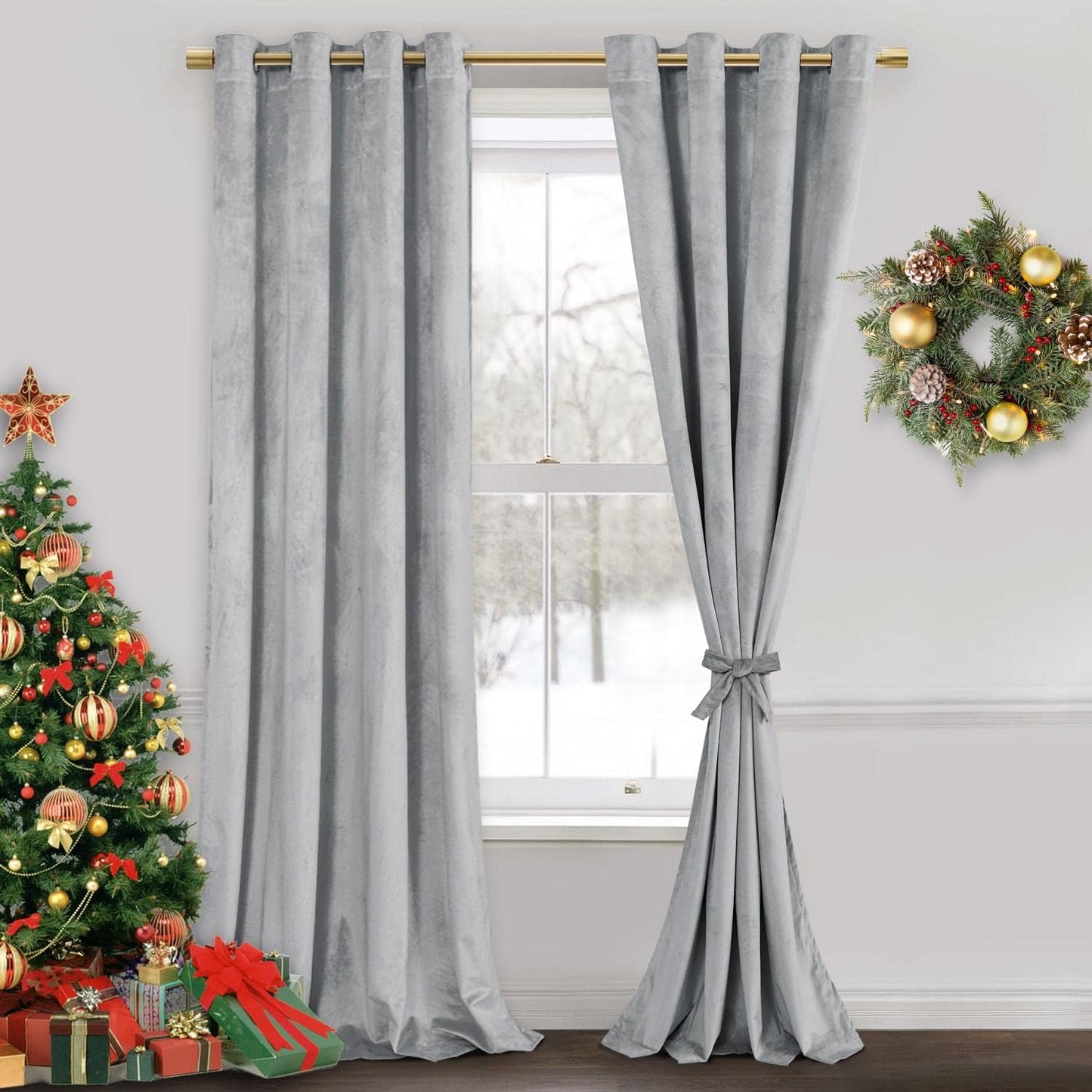 Silver Grey Velvet Blackout Curtains for Elegant Living Rooms