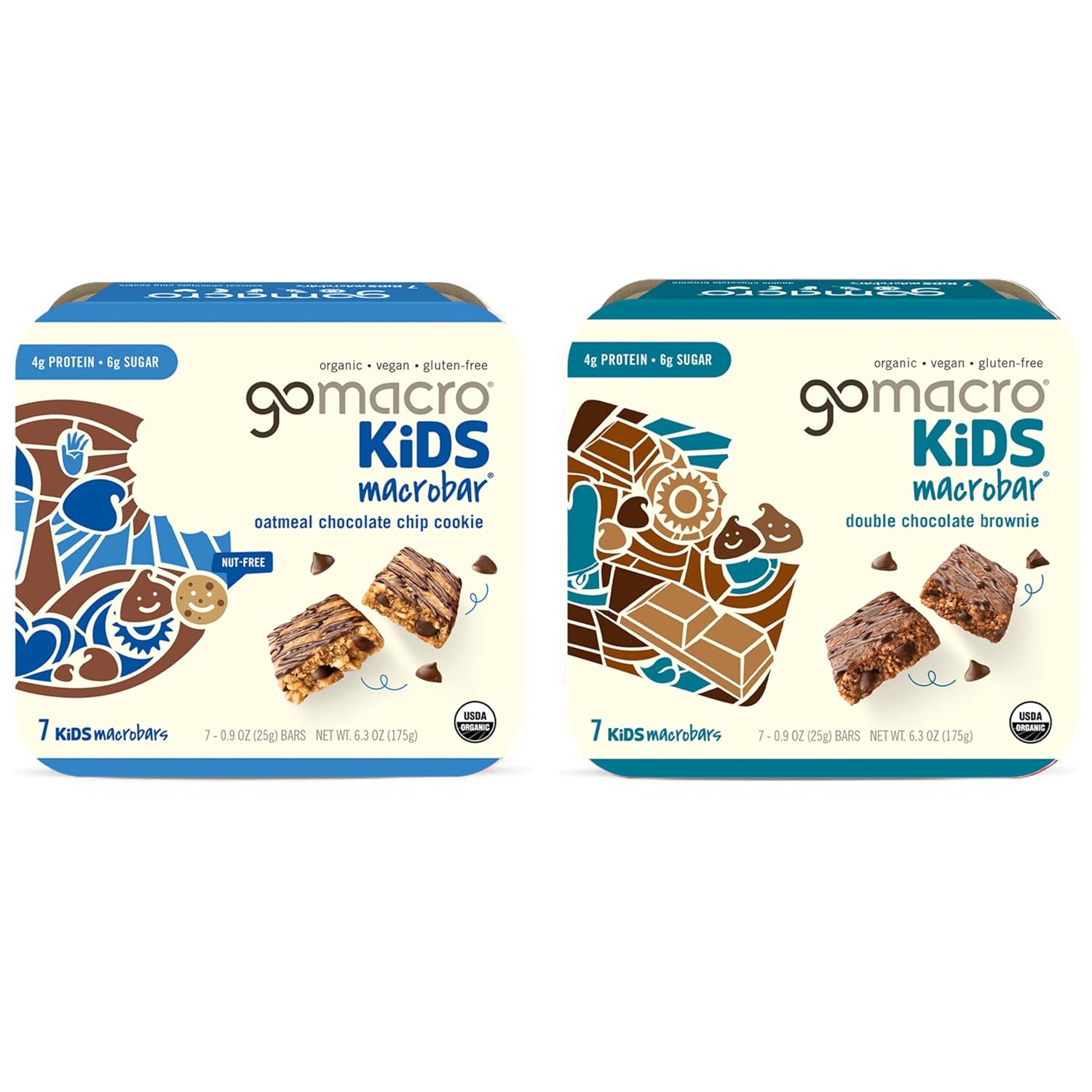 GoMacro MacroBar Organic Vegan Protein Bars - Mint & Oatmeal Chip