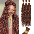 Brown Human Braiding Hair - Water Wave, 18 Inch Curly Braids