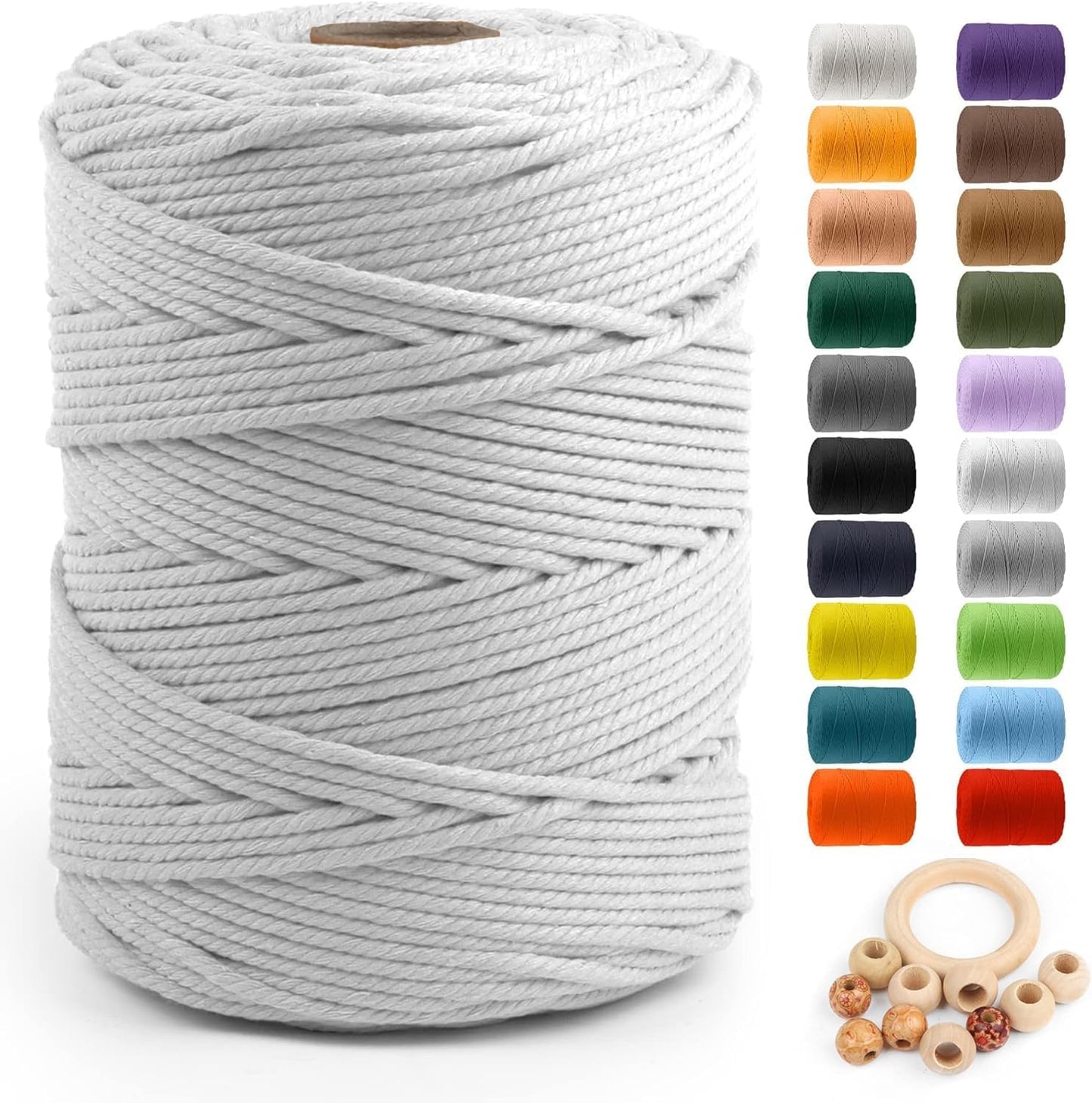Macrame Cotton Cord 5mm x 328yds for Crafting and DIY Projects