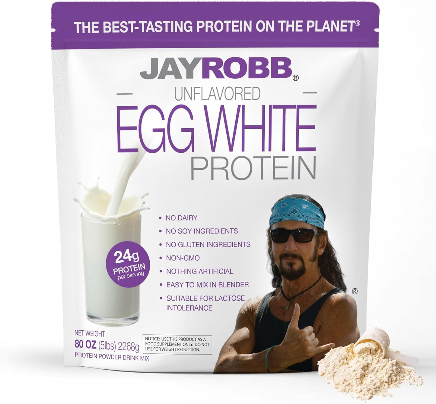 JAYROBB Unflavored Egg White Protein - Pure Protein Power