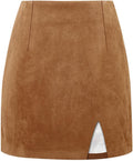 Plaid Mini Skirts High Waisted Wool Bodycon Pencil Skirts with Slit