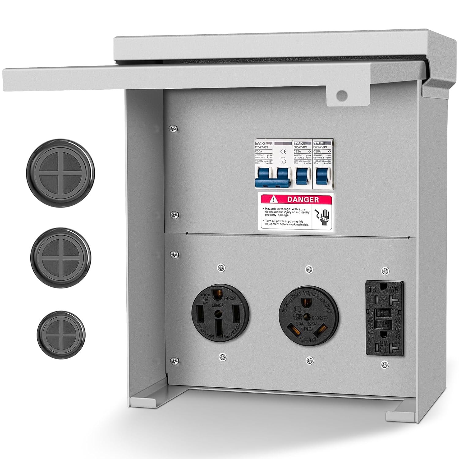 Temporary Power Outlet Panel for RVs - Weatherproof & Durable