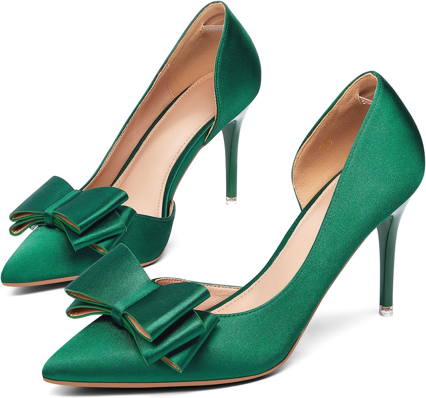 Womens Bow Heels Closed Pointed Toe Dress Shoes for Elegance