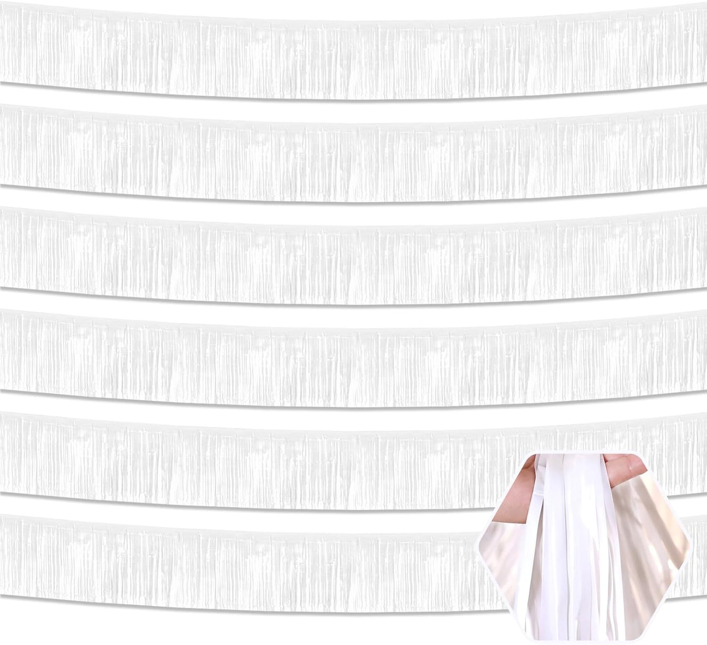 White Foil Fringe Garland - Festive Wall Decor