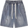 Y2K Blue Denim Shorts Loose Straight Leg Baggy Jorts - Summer Comfort