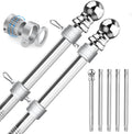 2 Set 304 Stainless Steel Flag Poles 6 ft - Heavy Duty Porch Flag