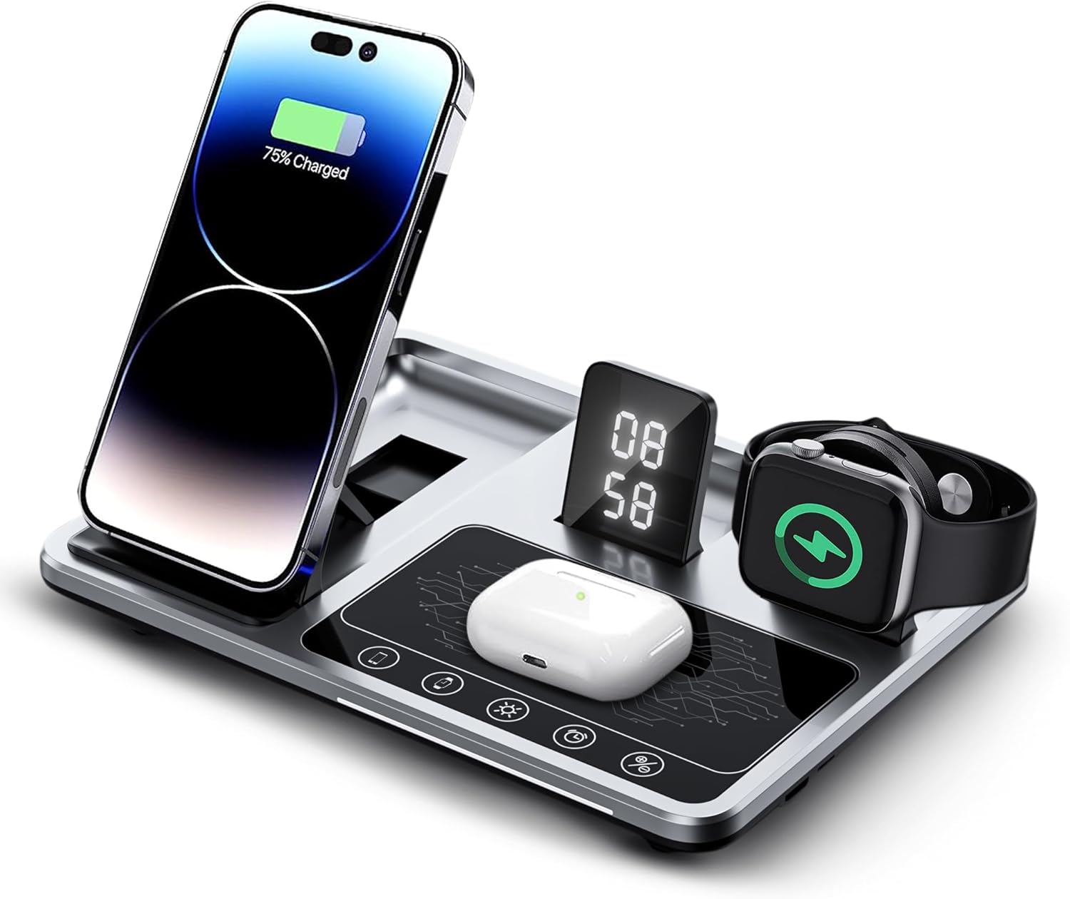 Compact 4-in-1 Wireless Charger - Travel Friendly!
