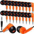 Wired Earbuds 100 Pack for Classroom - Bulk Orange Student Headphones