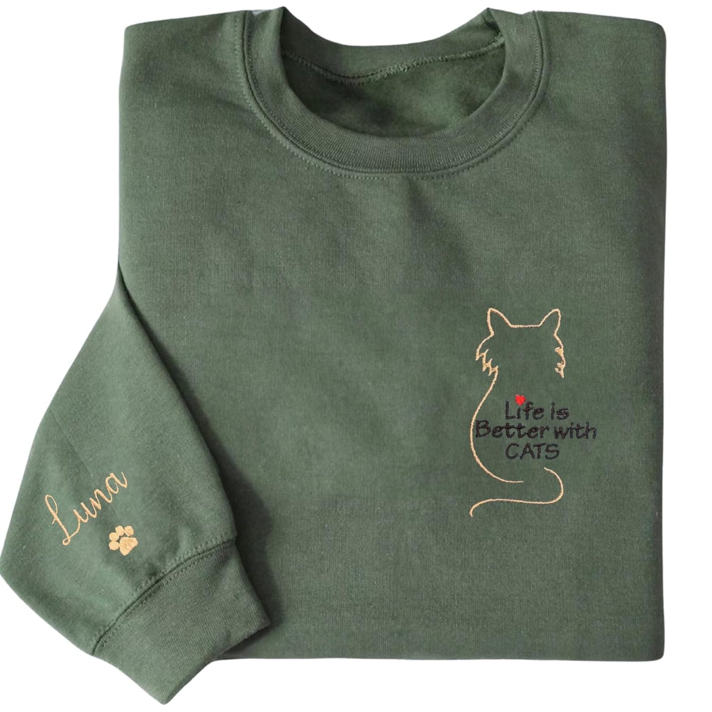 Handmade Cat Mom Sweatshirt - Life Better With Cats