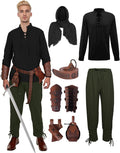 7 Pcs Men's Renaissance Costume Set for Men - Medieval Pirate Outfit