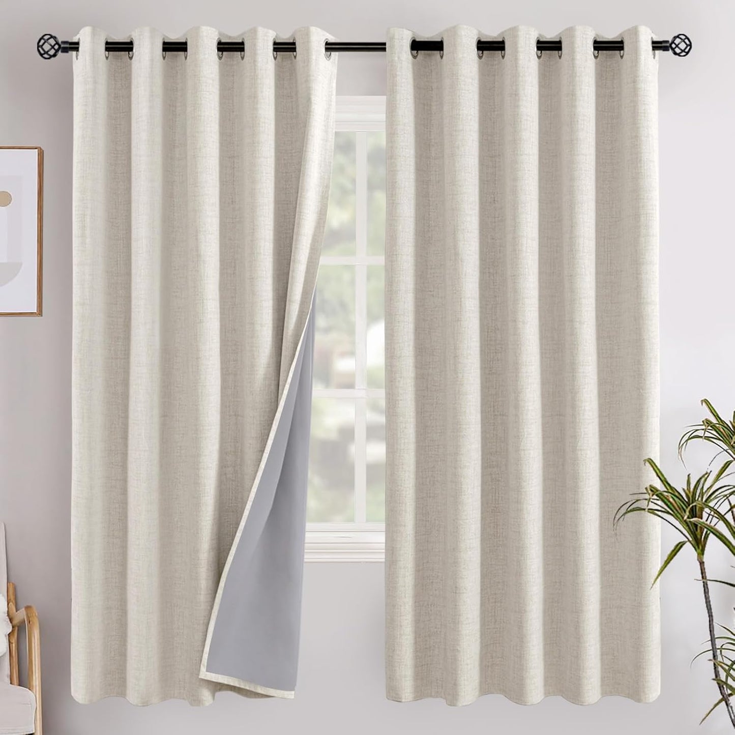 YoungsTex Linen Blackout Curtains for Full Light Blocking
