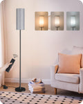 Dimmable Gray Floor Lamp for Living Room with Remote and Foot Switch