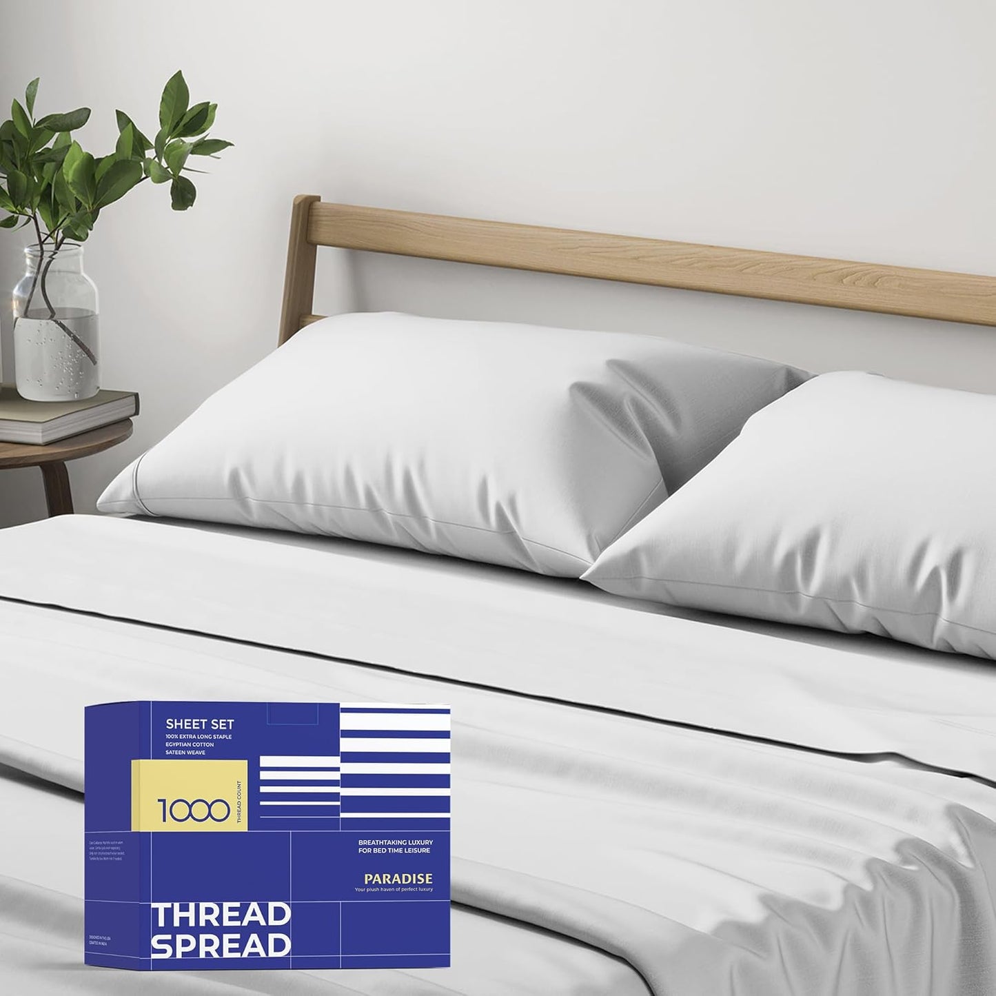 1000 Thread Count Egyptian Cotton Queen Sheet Set for Luxury Sleep