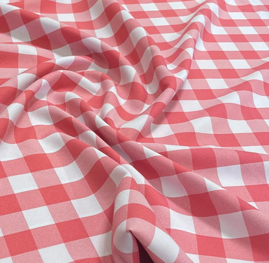 1in Checkered Gingham PolyPoplin Fabric for Sewing and Crafts
