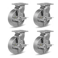 6x2 Heavy Duty Caster Steel Cast Iron Wheel - 4-Pack, 5000 lb Capacity