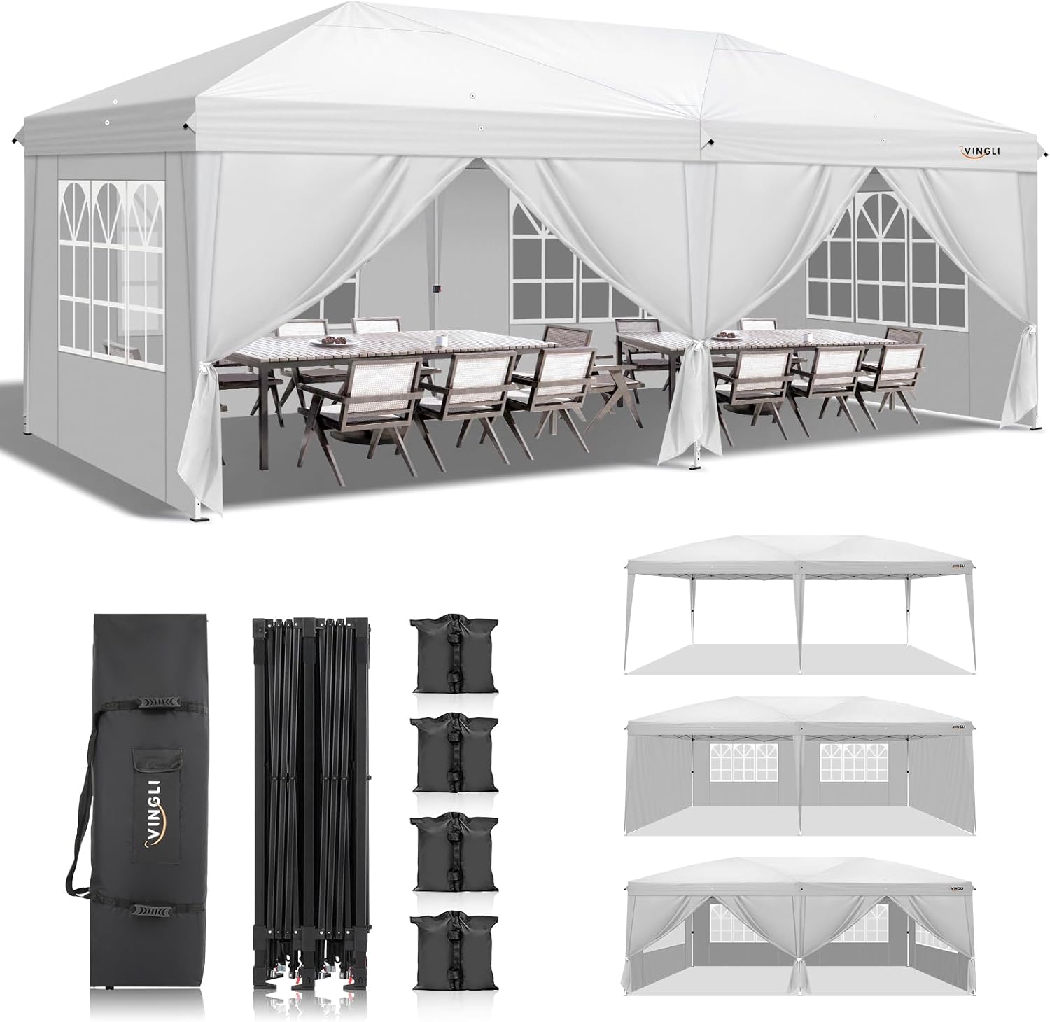 VINGLI 10x20 ft Pop Up Canopy Tent - Ultimate Outdoor Shelter