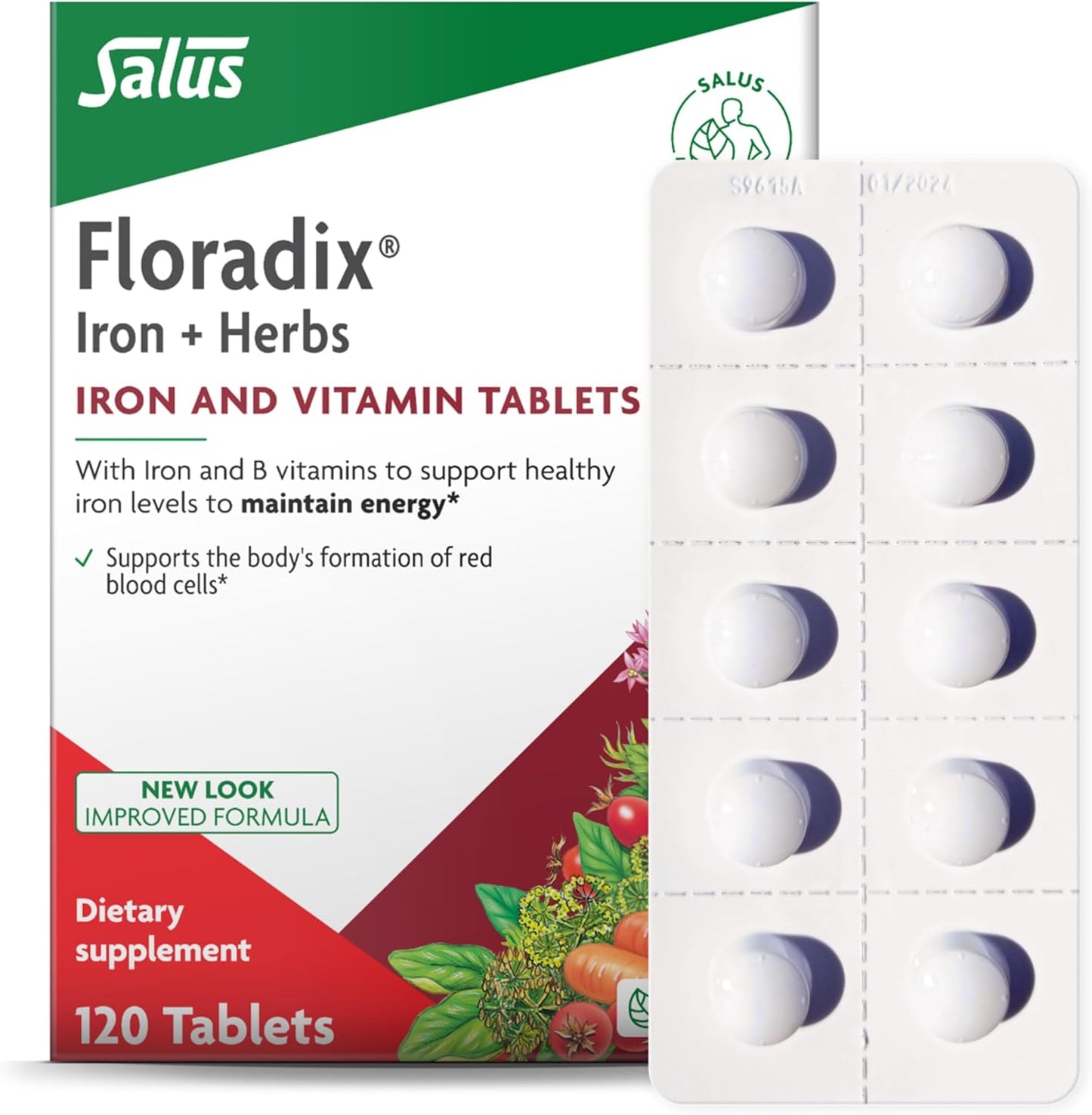 Floradix Iron Tablets - Vegetarian Iron Supplement for Energy