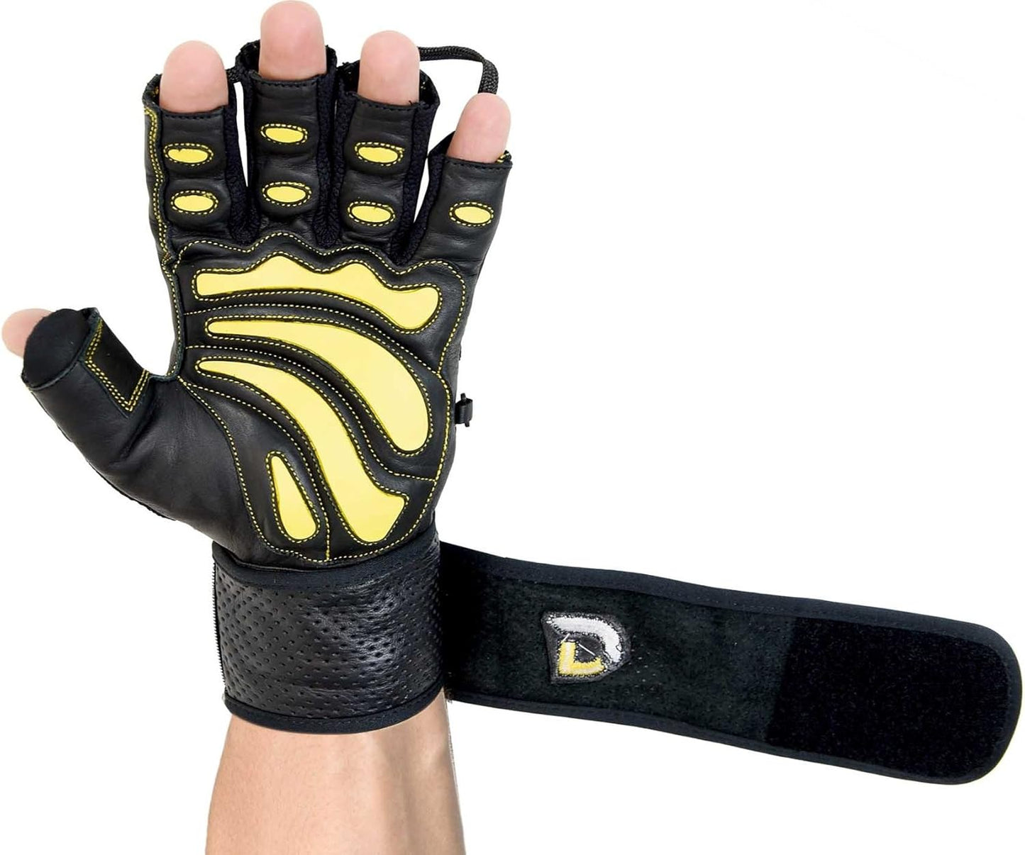Elite Leather Gym Gloves with Wrist Wraps for Weightlifting