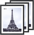 22x28 Poster Frame Set of 3 - Black Solid Wood Textured Frames