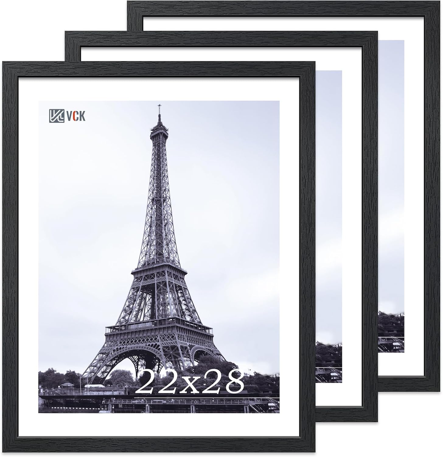 VCK 22x28 Poster Frame Set of 3 - Elegant Black Wood Frames