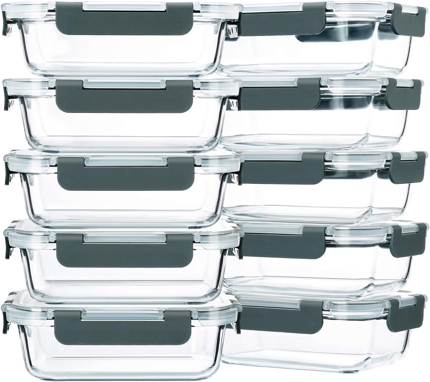 M MCIRCO 10-Pack Glass Meal Prep Containers for Food Storage