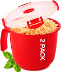Microwavable Soup Bowl 2 Pack - Leakproof 34 Oz Noodle & Oatmeal Bowl