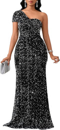 Glamorous One Shoulder Sequin Mermaid Evening Dress for Women