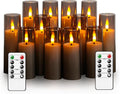 Flickering Flameless Candles Pack of 12 - Safe LED Pillar Candles