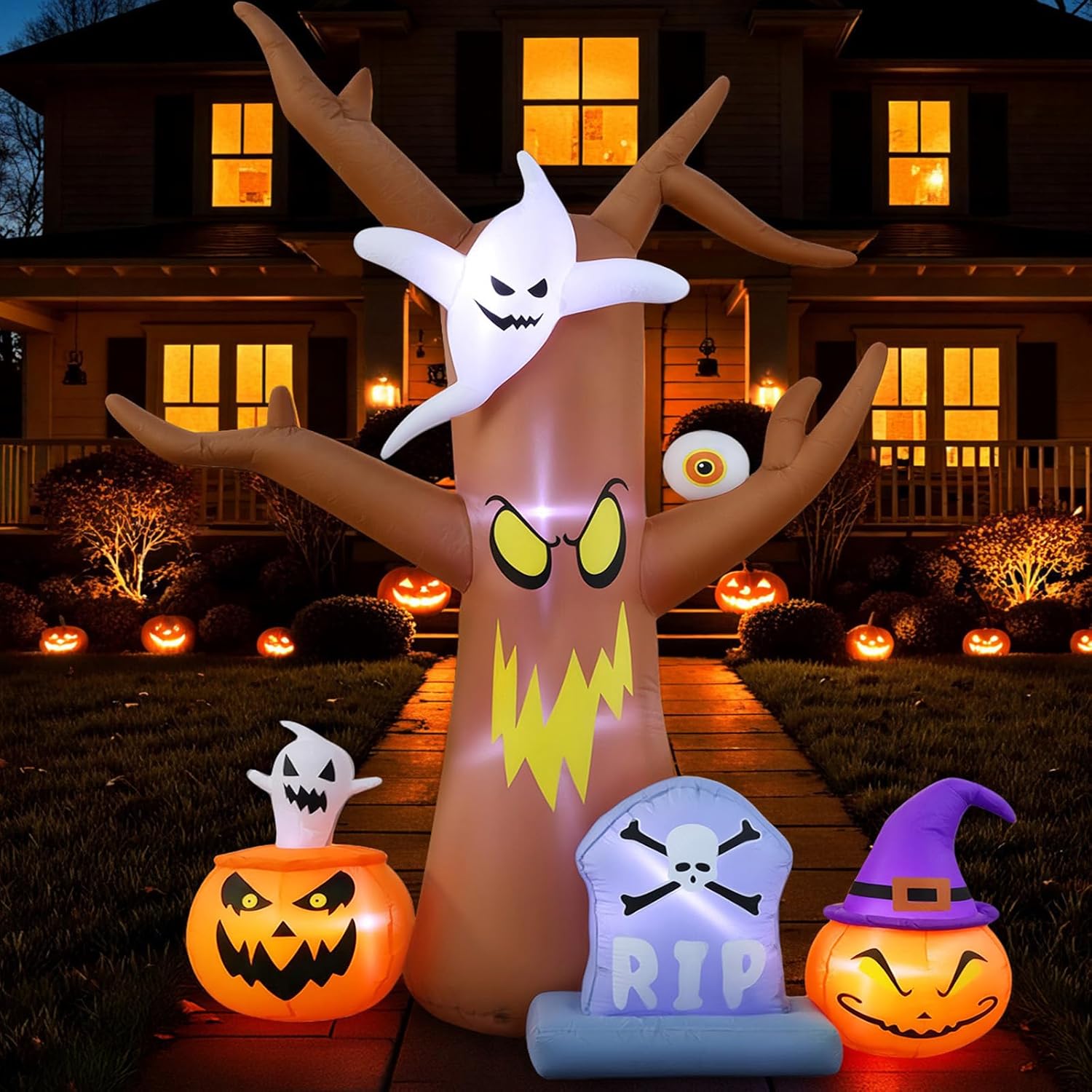 8FT Halloween Inflatables Tree for Spooky Outdoor Decor