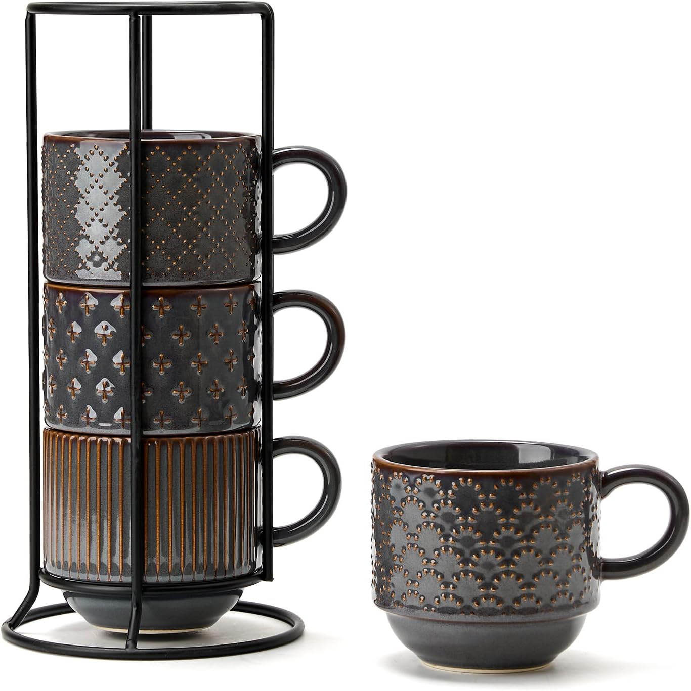 JIEMEI HOME Large Ceramic Coffee Mug Set of 4 - Stylish Design