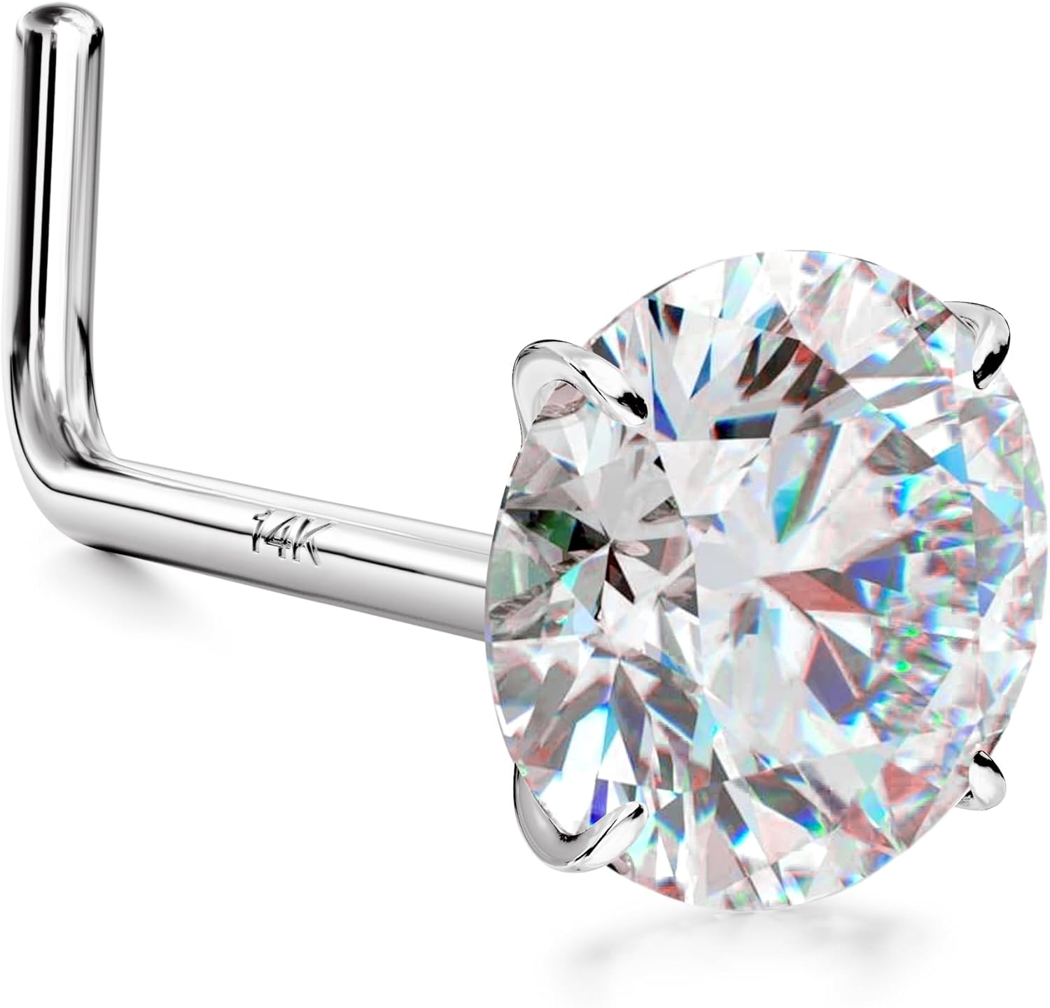 14K Gold Nose Rings Studs for Sensitive Skin with CZ Options