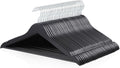 Wood Suit Clothes Hangers 30-Pack - Durable Black Wooden Hangers