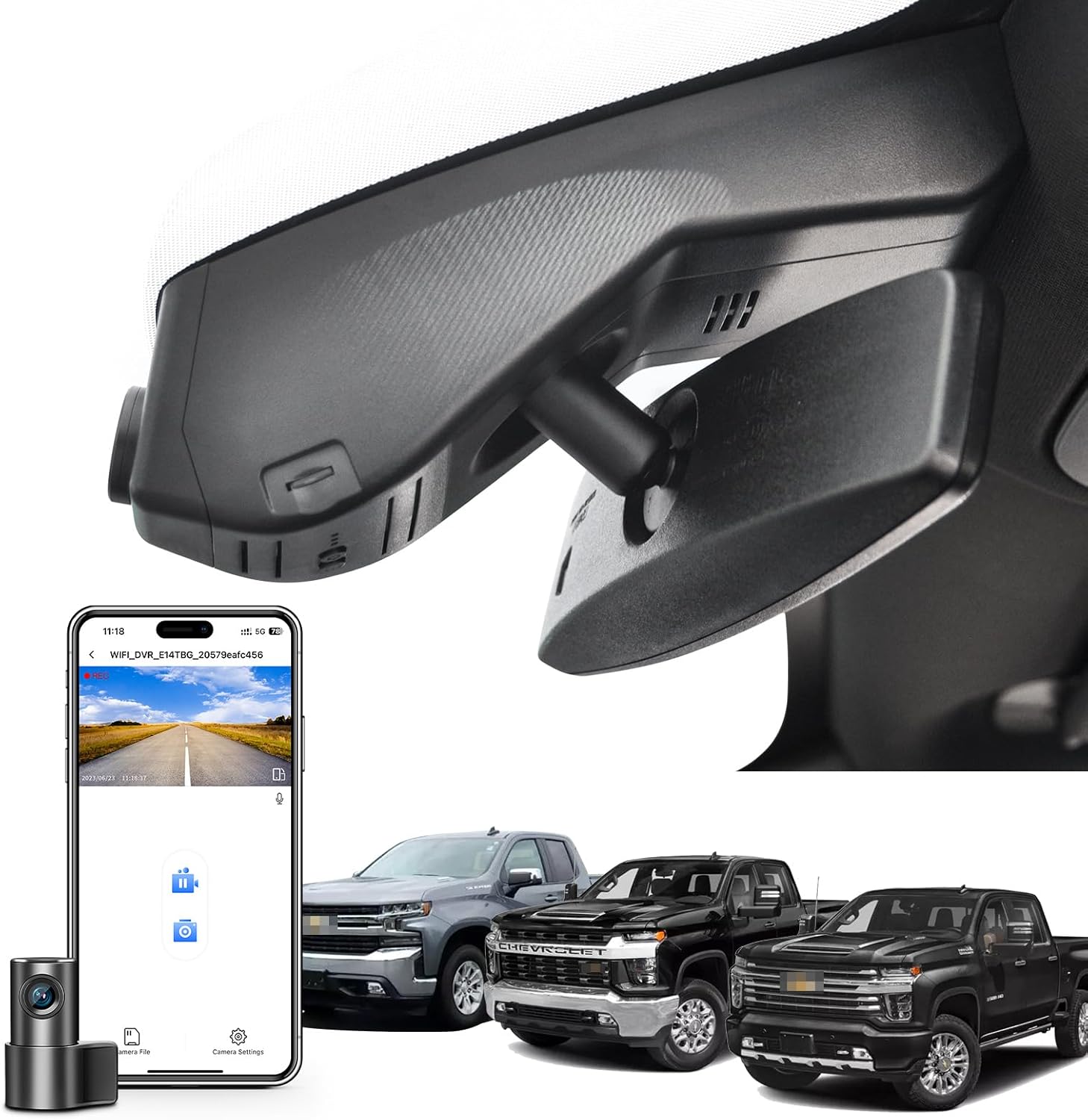 Mangoal Front 4K & Rear 1080P Dash Cam for Chevy Silverado