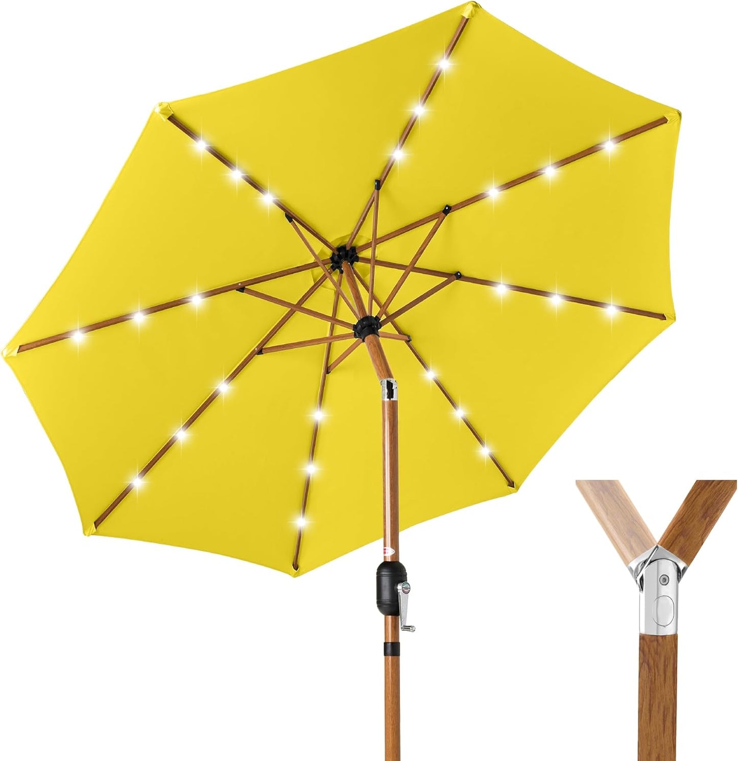 10ft Solar Market Patio Umbrella with LED Lights for Outdoors