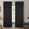 SHINELAND Thermal Insulated Pure Black Blackout Curtains 84 in - Room