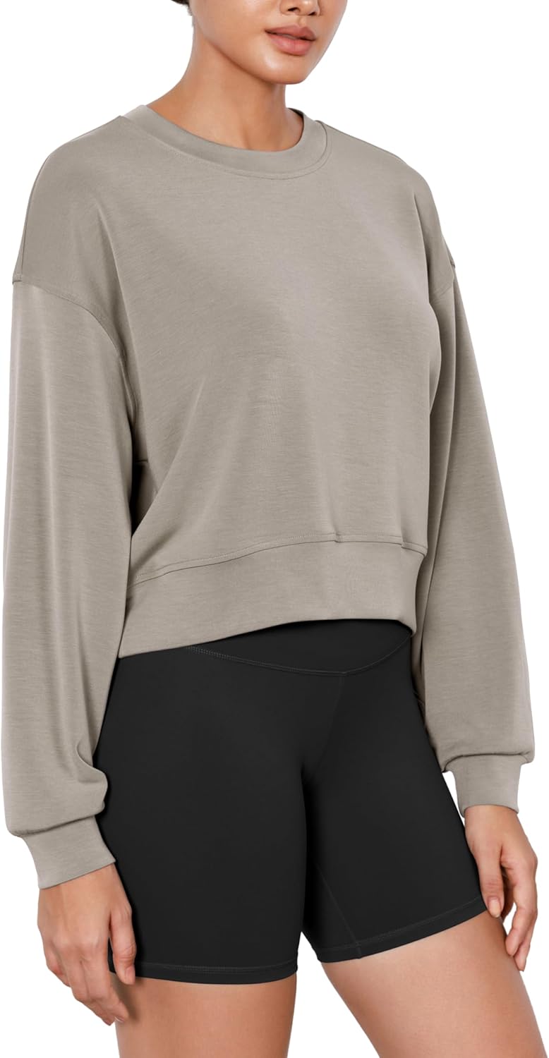 ODODOS Modal Soft Long Sleeve Cropped Sweatshirts for Women