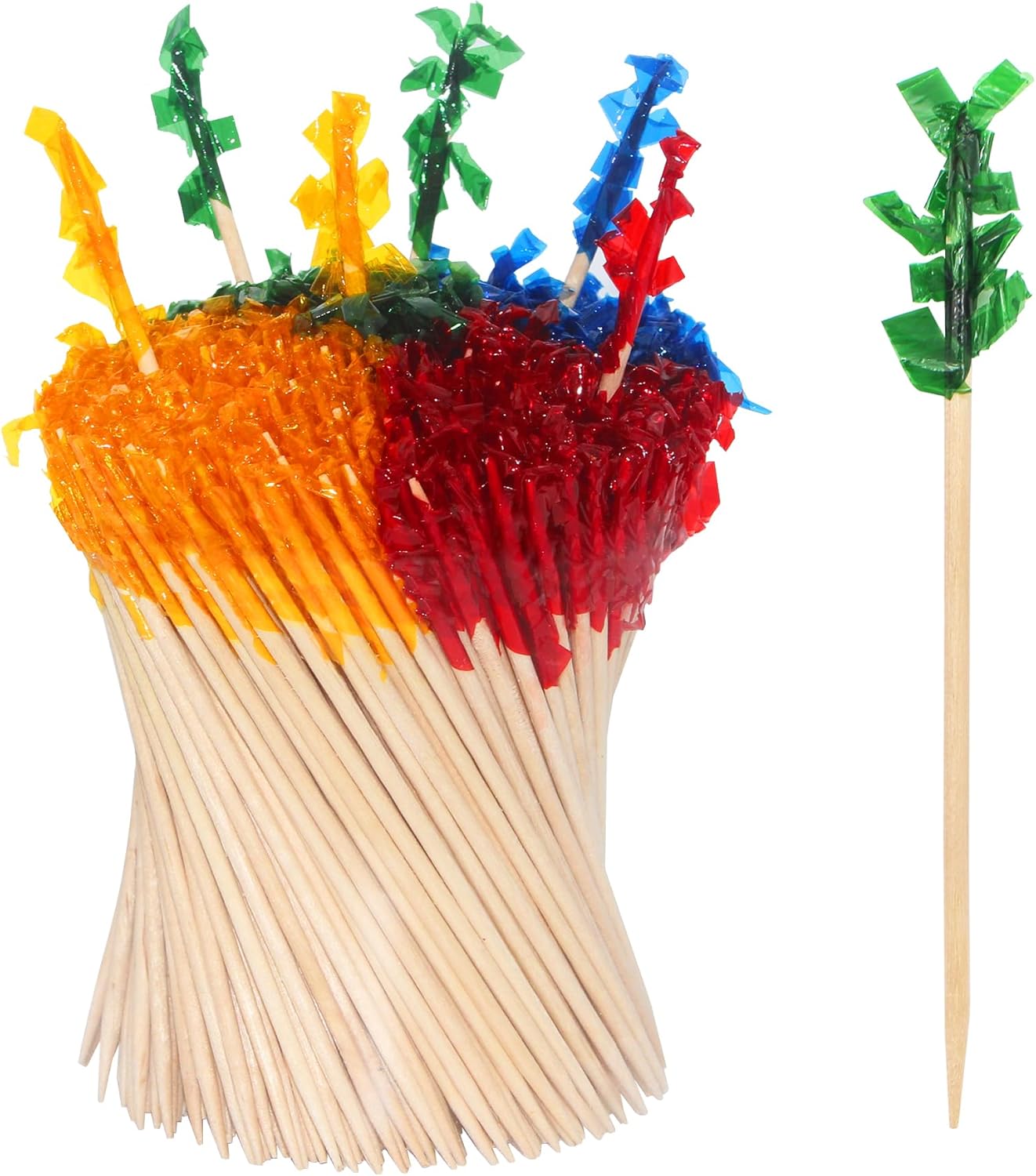 Vibrant 2.5 IN Wooden Frill Picks - Assorted Colors, 1000pcs