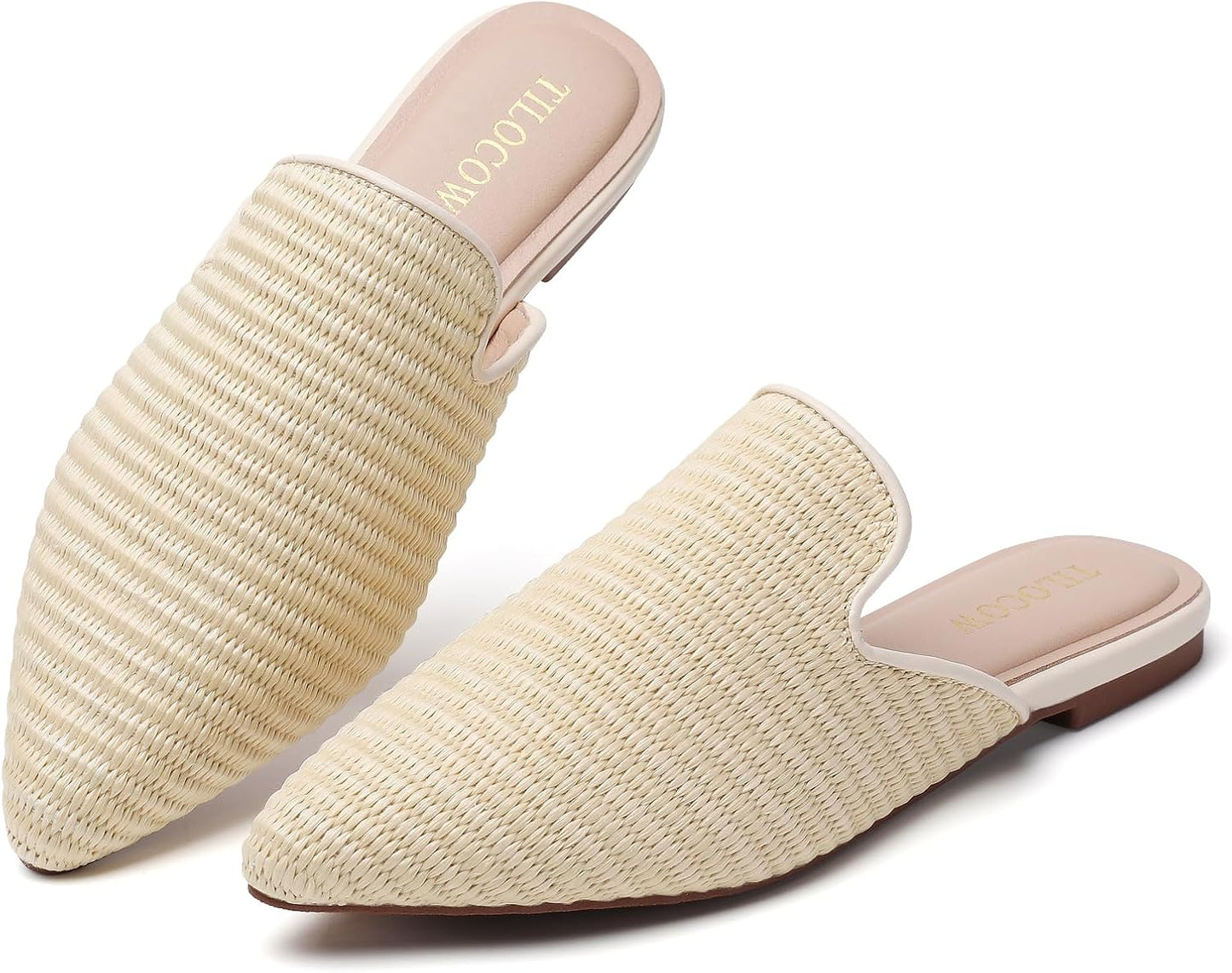 Tilocow Mules for Women: Comfortable Pointed Toe Slip-On Flats