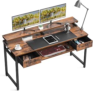 ODK 55 Inch Computer Desk with Drawers and Keyboard Tray