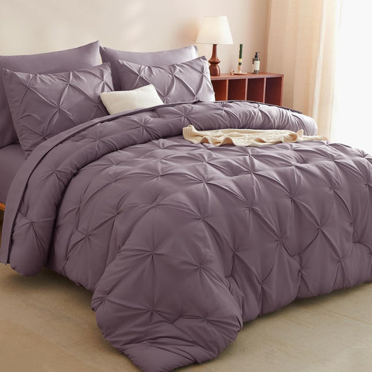 CozyLux King Size Comforter Set in Grayish Purple for Elegance