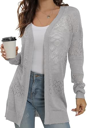 GRECERELLE Casual Lightweight Long Sleeve Cardigan for Women