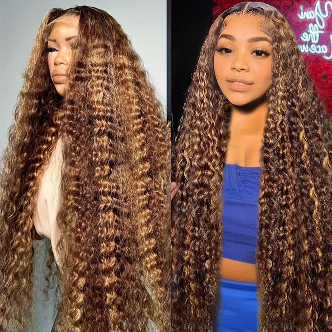 5x5 Hd Lace Closure Wigs Human Hair Highlight Deep Wave