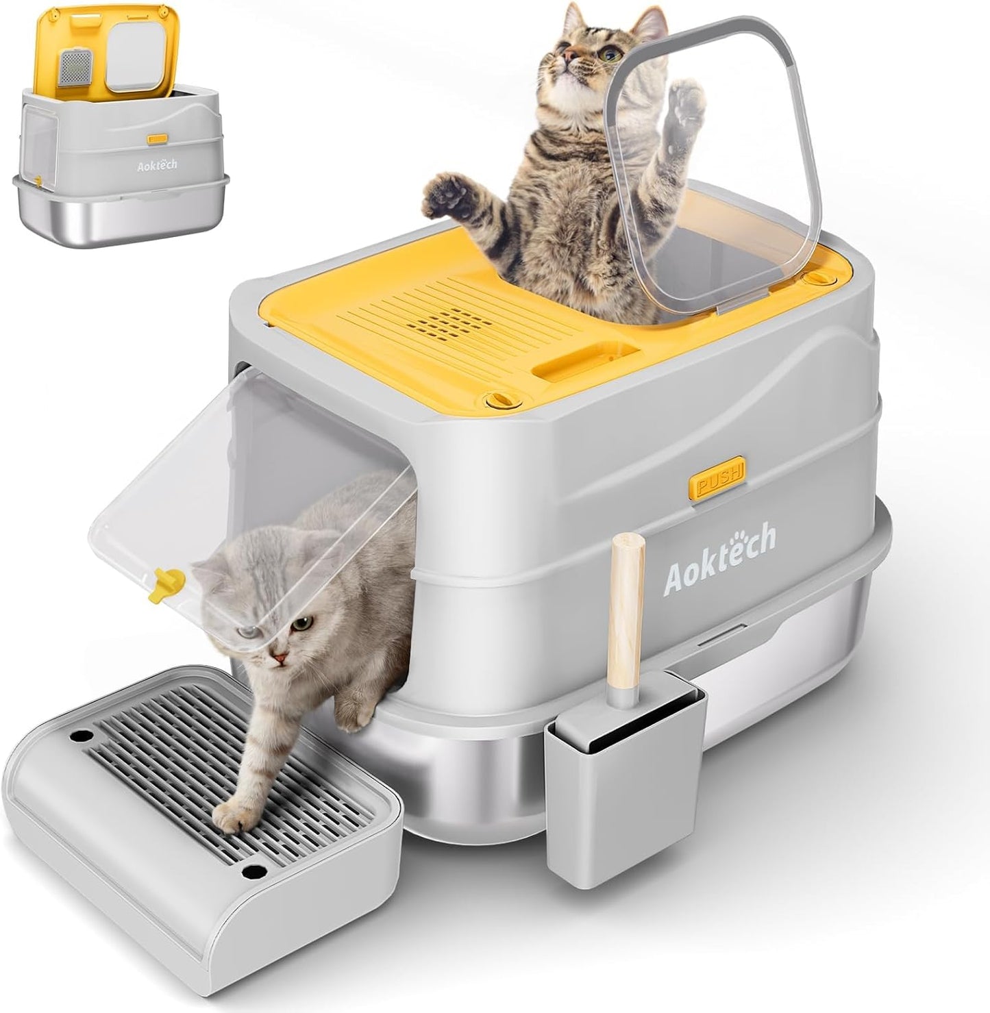 Extra Large Stainless Steel Litter Box with Lid for Cats