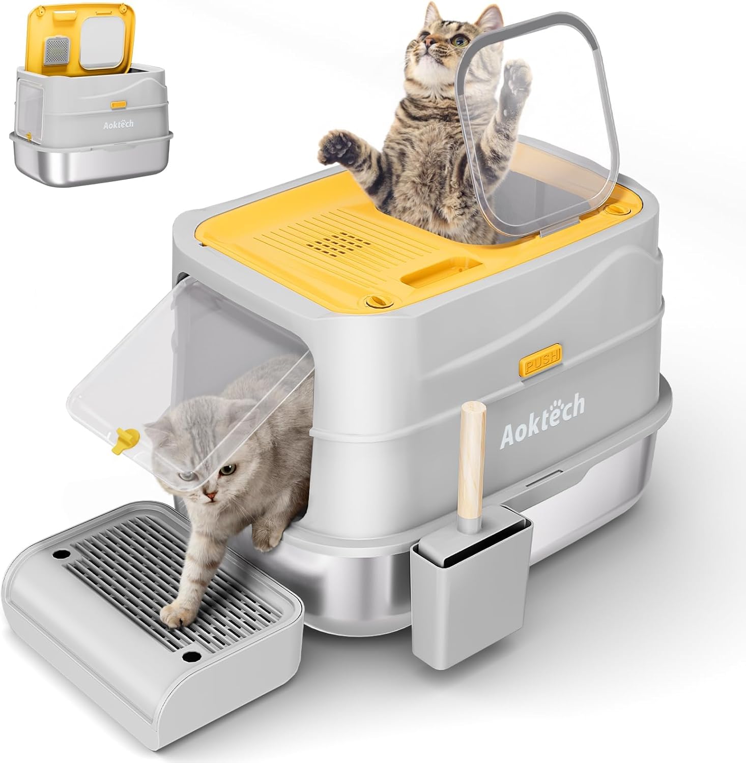 Extra Large Stainless Steel Litter Box with Lid for Cats