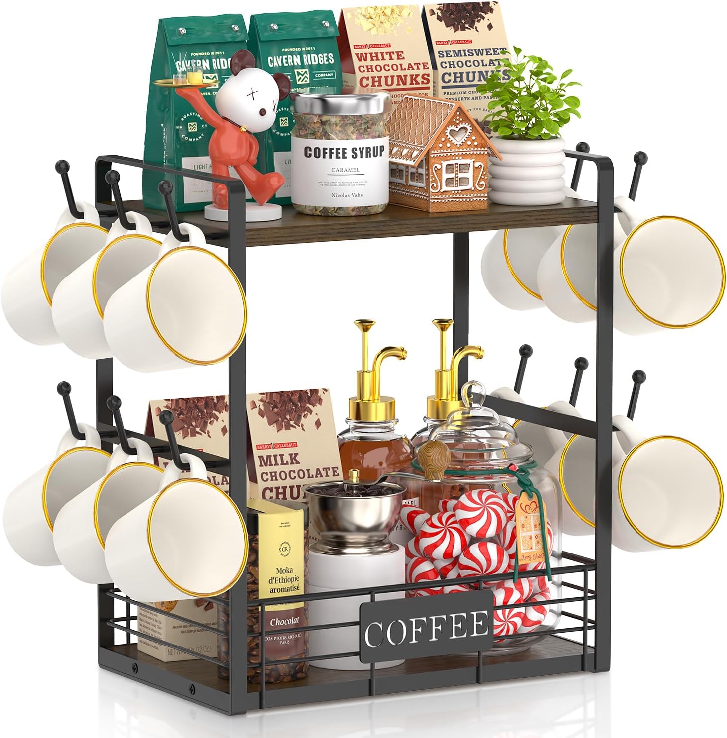 EsLuker.ly Coffee Mug Holder Tree Organizer for Kitchen Counter