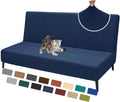 Futon Cover Full Size Stretch Armless Sofa Bed Cover Navy Blue